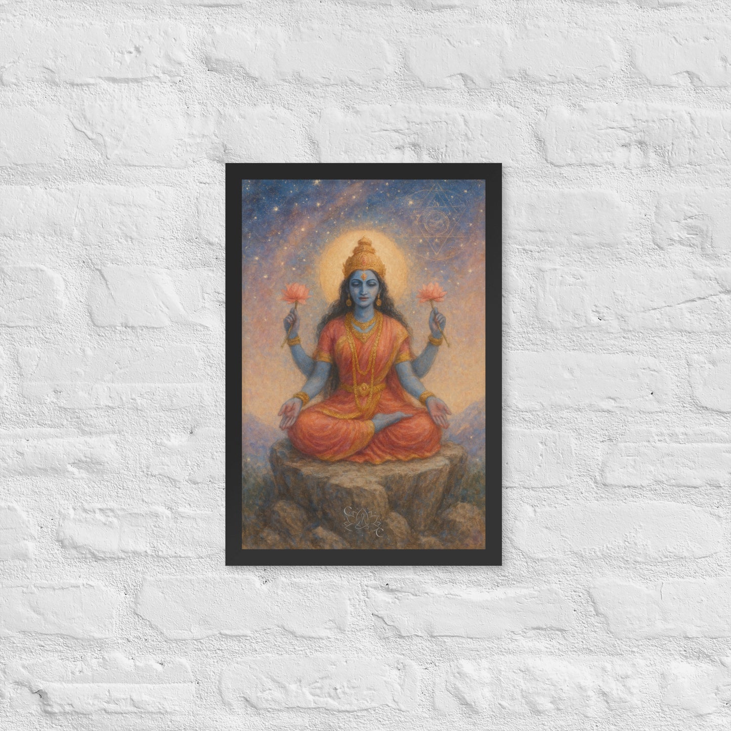Framed Lakshmi wall art in pastel cosmic style-perfect Diwali gift