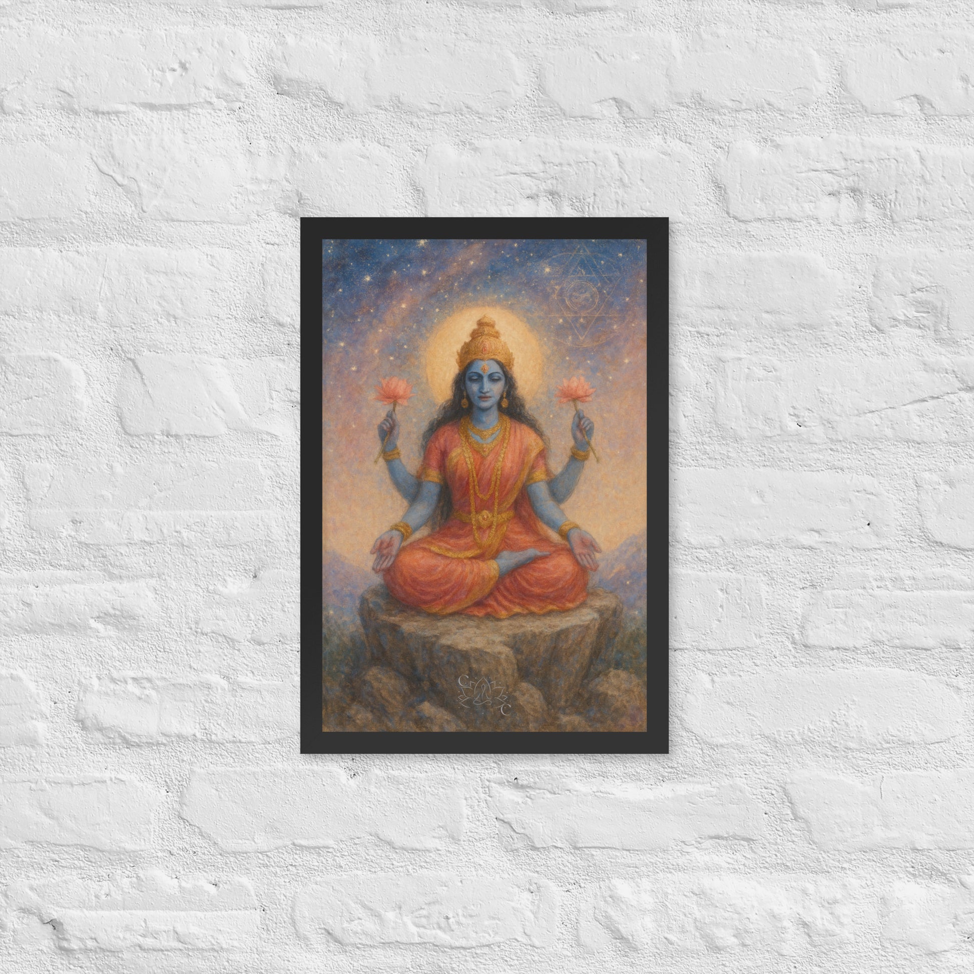 Framed Lakshmi wall art in pastel cosmic style-perfect Diwali gift