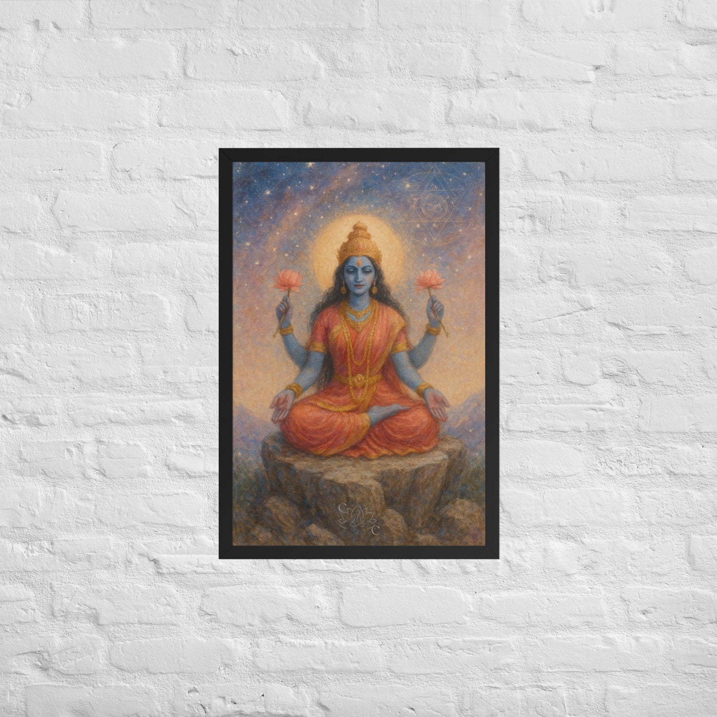 Framed Lakshmi wall art in pastel cosmic style-perfect Diwali gift