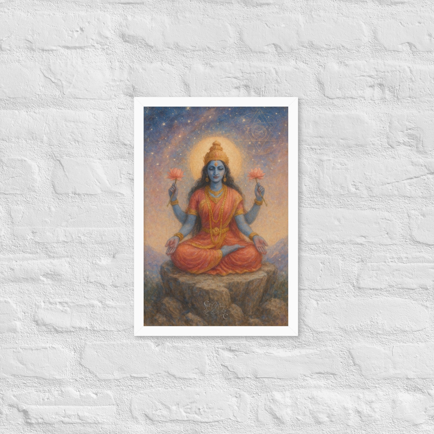 Framed Lakshmi wall art in pastel cosmic style-perfect Diwali gift