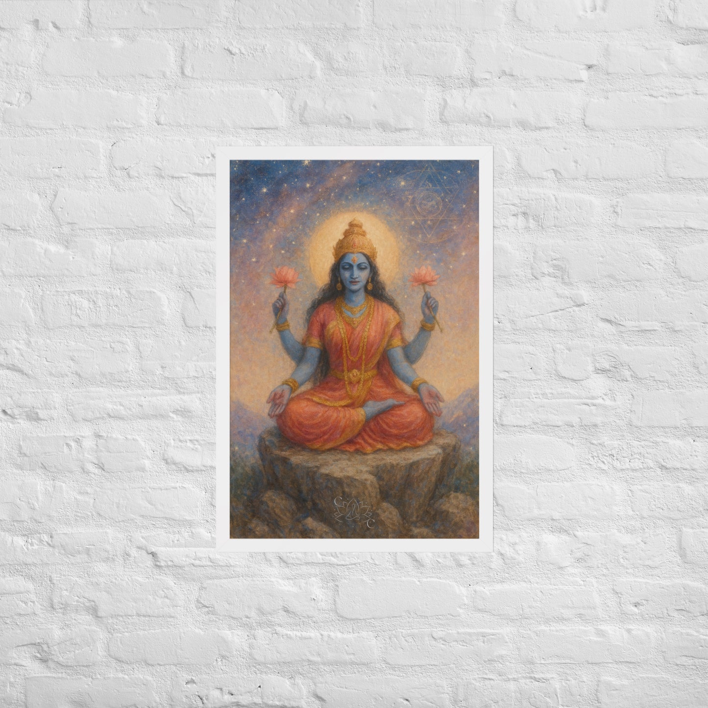 Framed Lakshmi wall art in pastel cosmic style-perfect Diwali gift