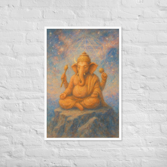 Ganesha wall art in pastel-cosmic style-spiritual framed print (Diwali gift)