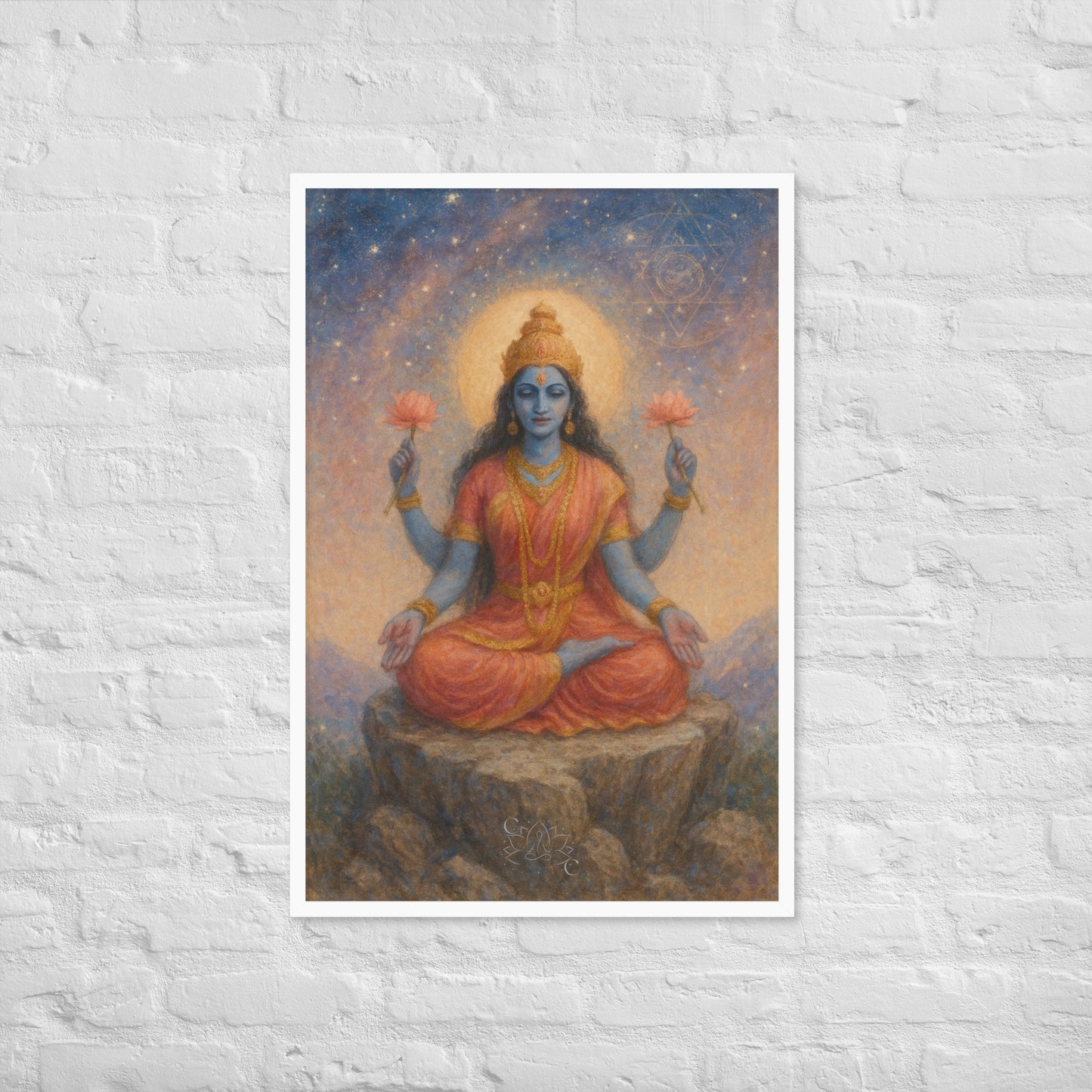 Framed Lakshmi wall art in pastel cosmic style-perfect Diwali gift