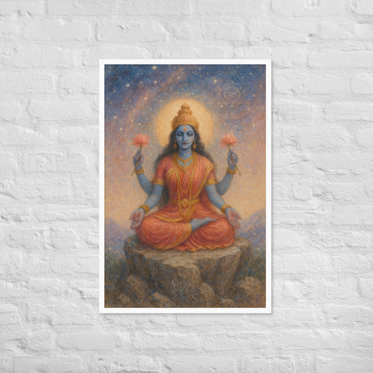 Framed Lakshmi wall art in pastel cosmic style-perfect Diwali gift