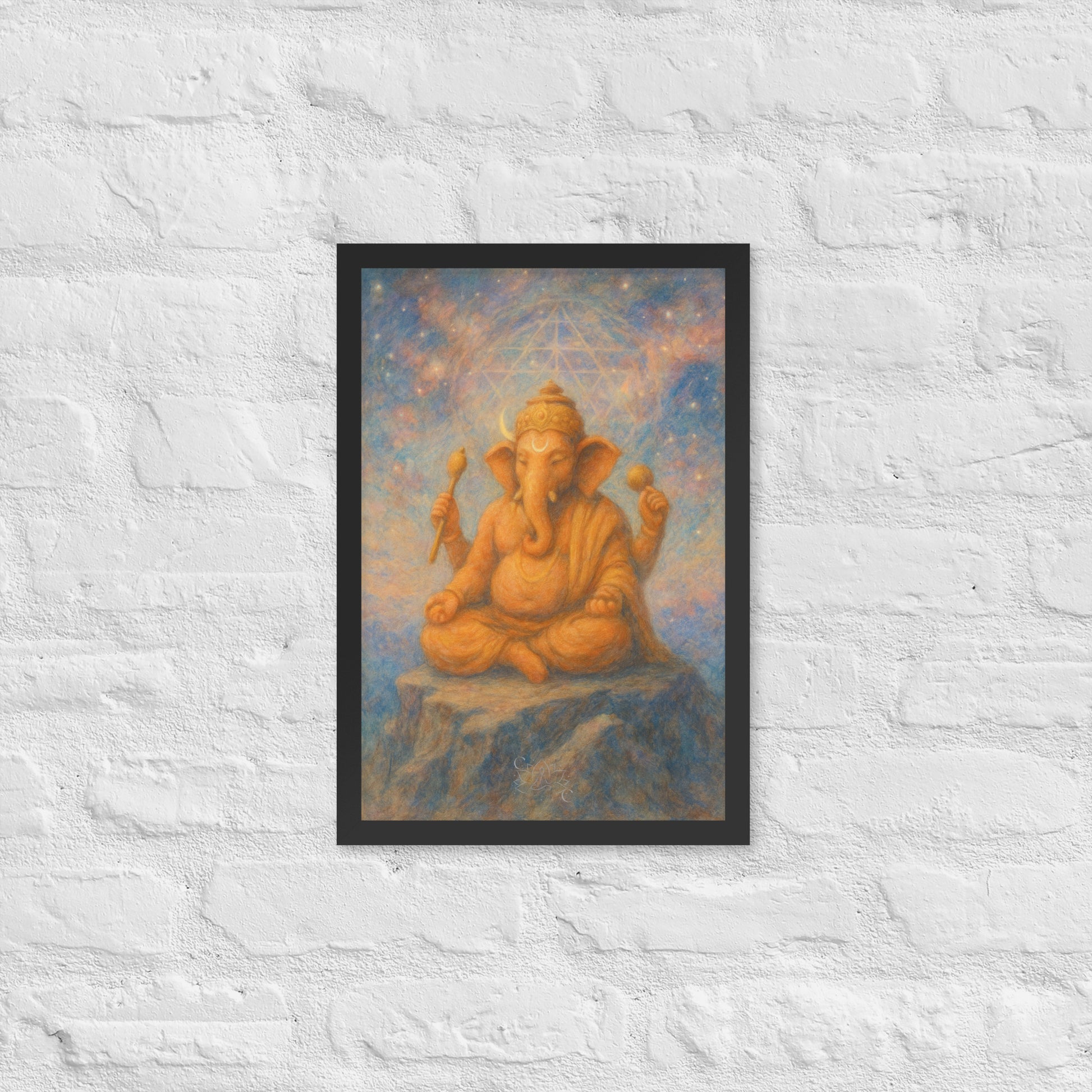Ganesha wall art in pastel-cosmic style-spiritual framed print (Diwali gift)