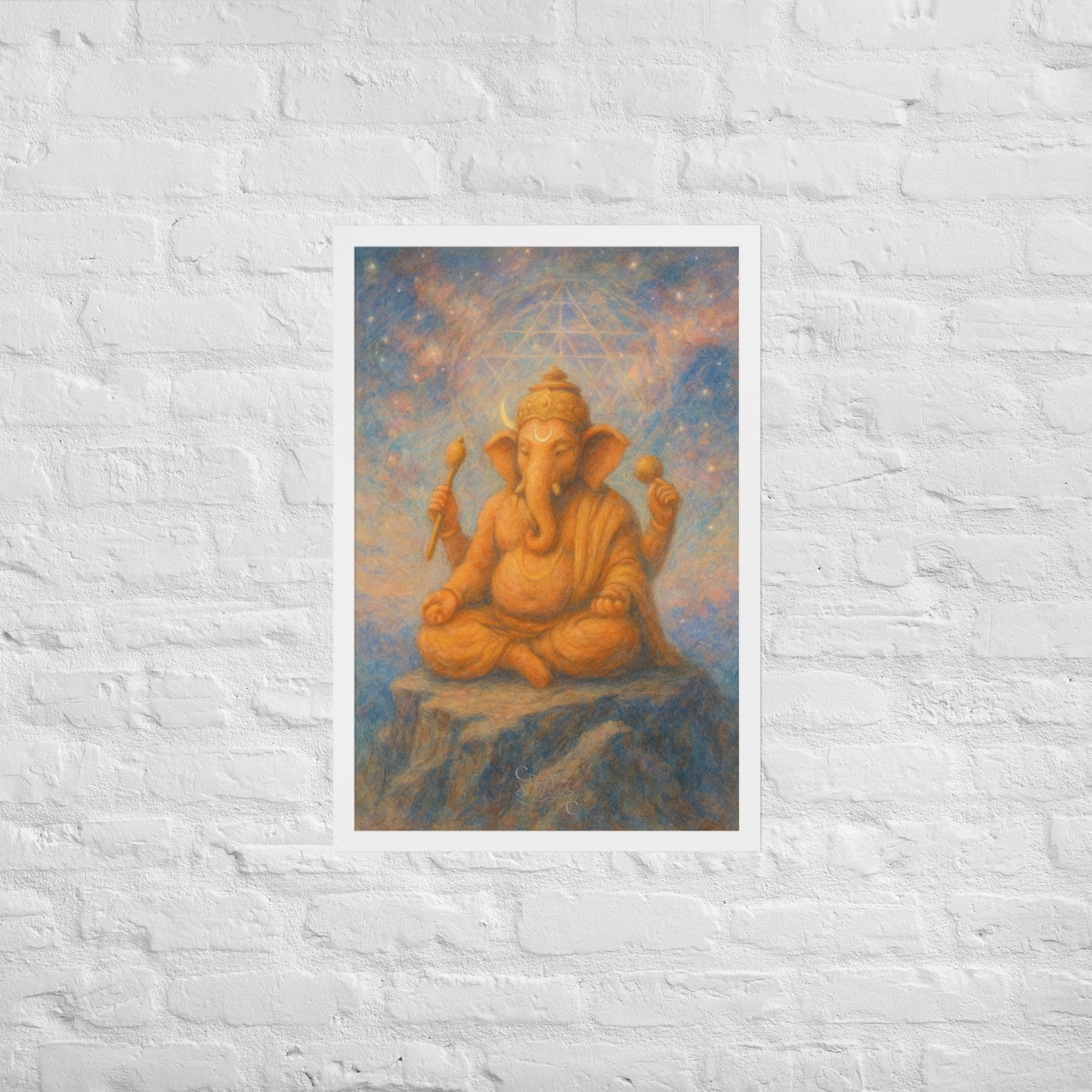Ganesha wall art in pastel-cosmic style-spiritual framed print (Diwali gift)